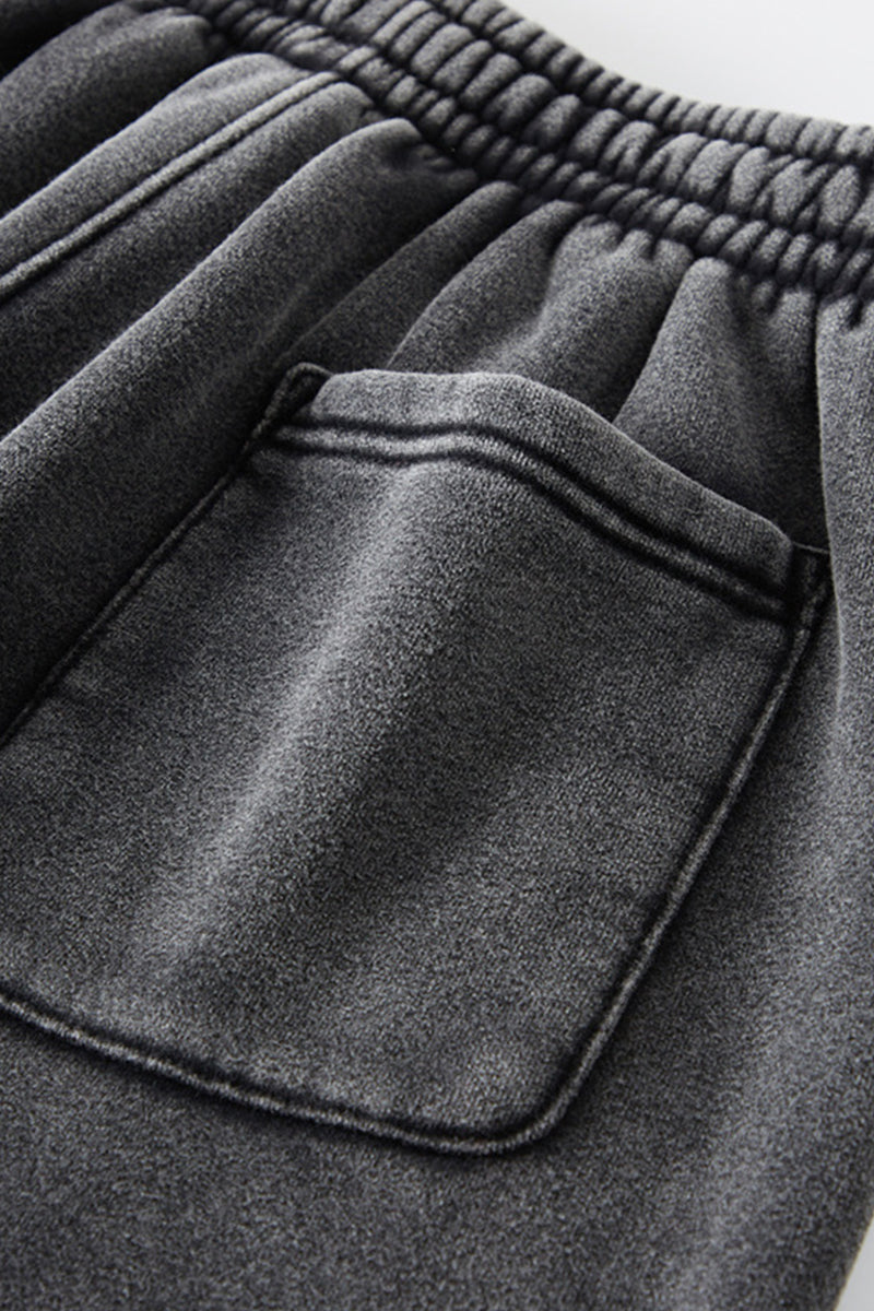 Men/Women Retro Wax-Dye Fleece-Lined Jogger Pants