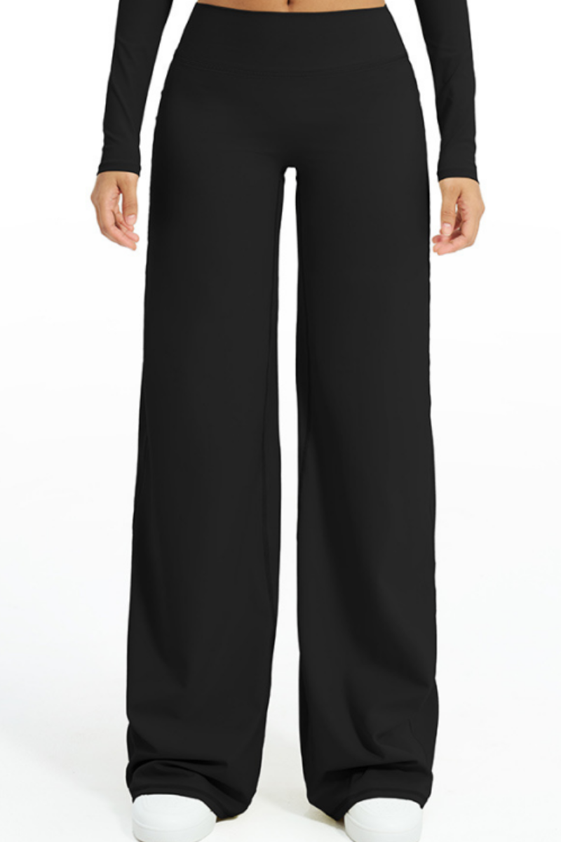 Women's Brushed Wide Waistband Draped Wide Leg Pants