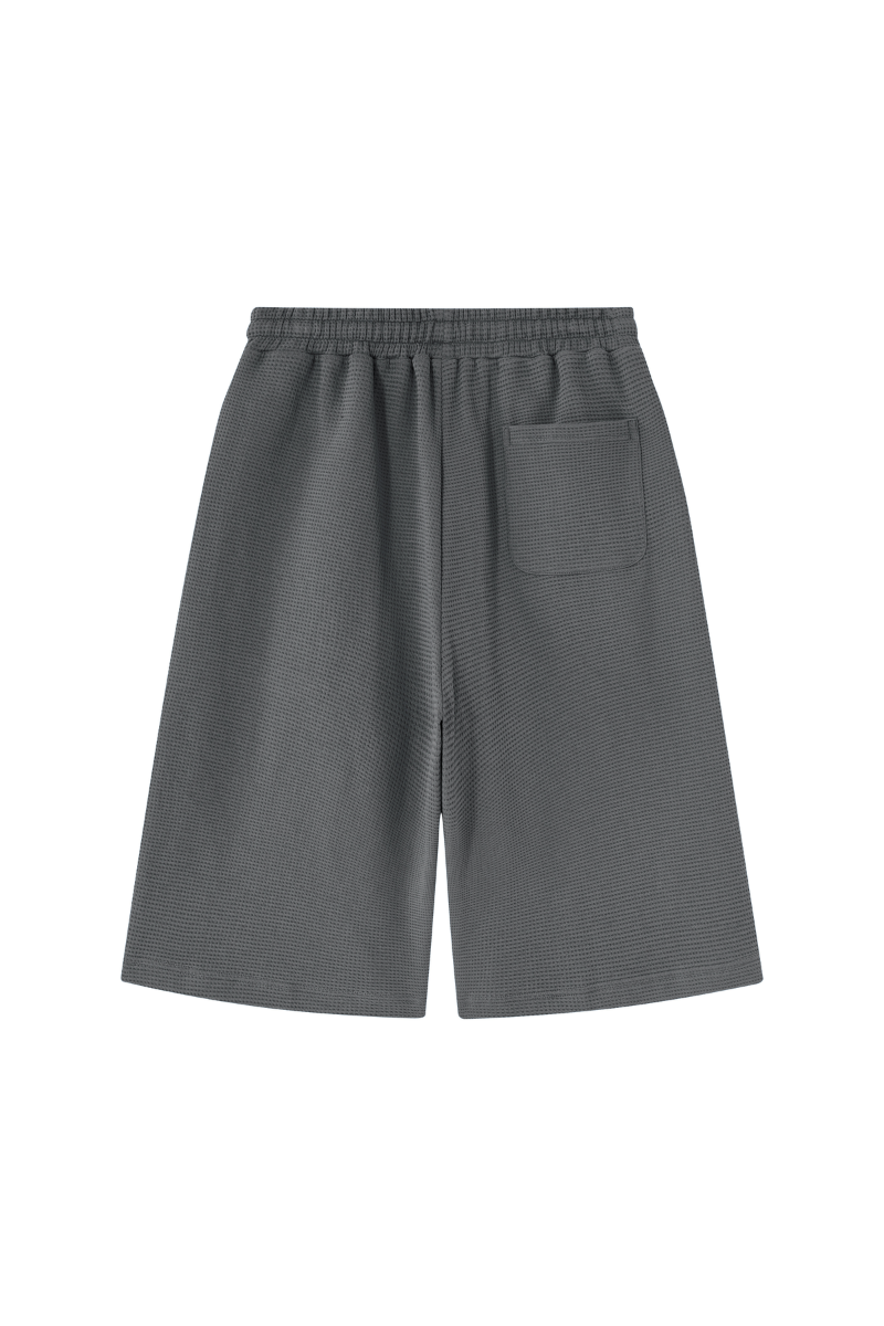 Unisex Waffle Knit Breathable Loose Fit Knee Length Shorts