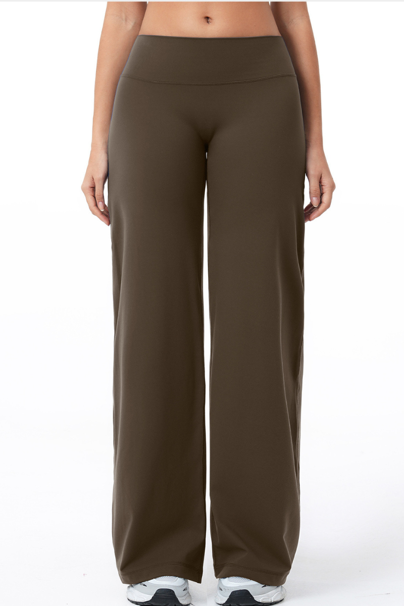 Women's Brushed Wide Waistband Draped Wide Leg Pants