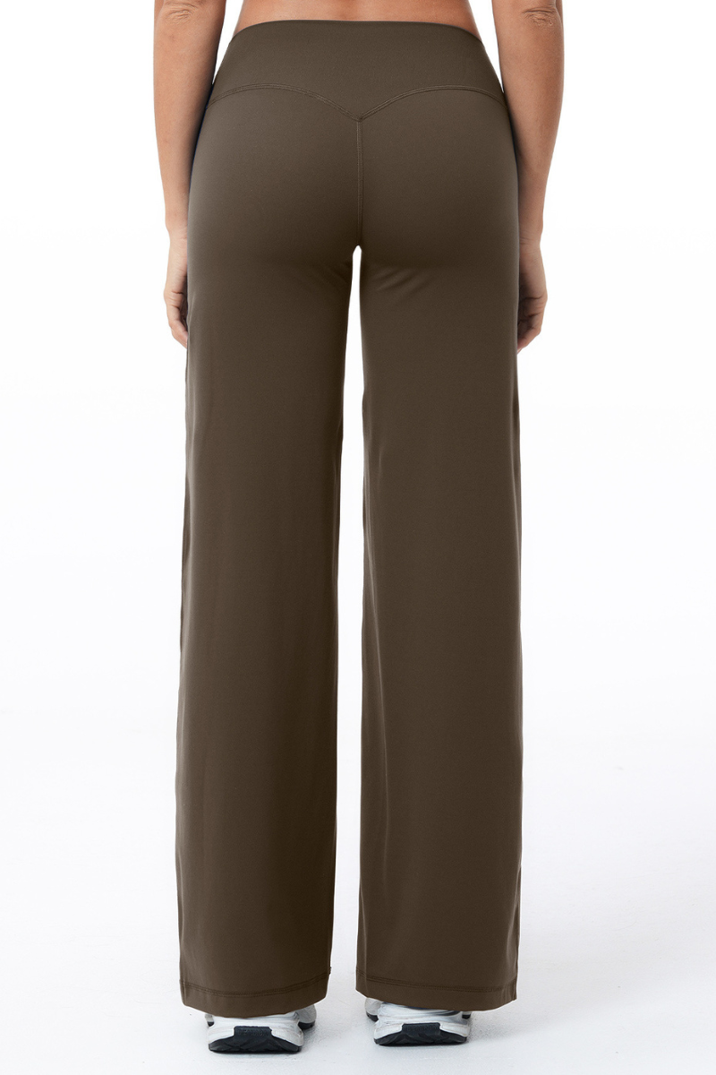 Women's Brushed Wide Waistband Draped Wide Leg Pants