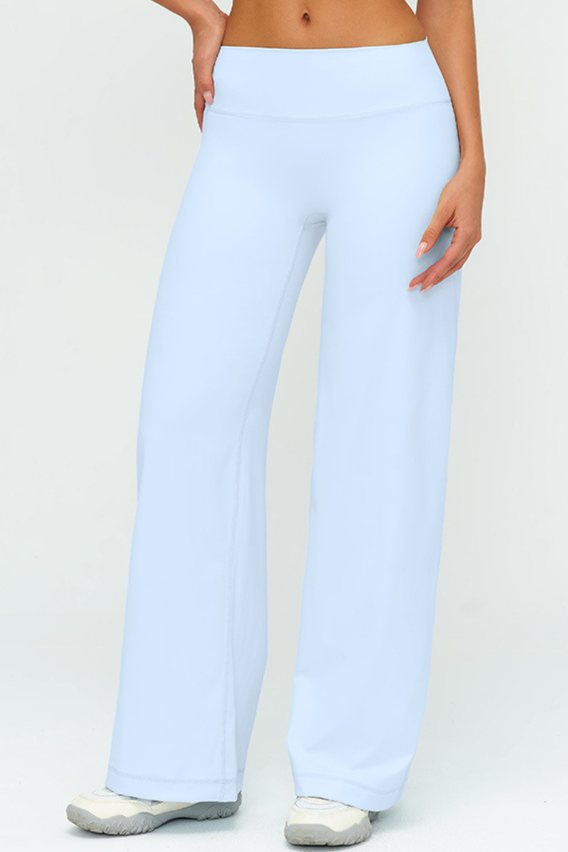 Women's Brushed Wide Waistband Draped Wide Leg Pants