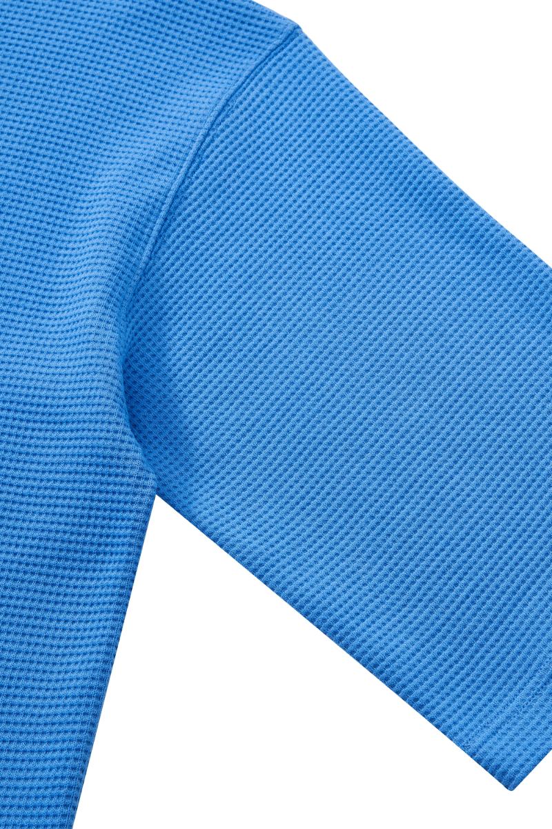 Men's Waffle Knit Set:Loose Fit T-shirt & Knee Length Shorts