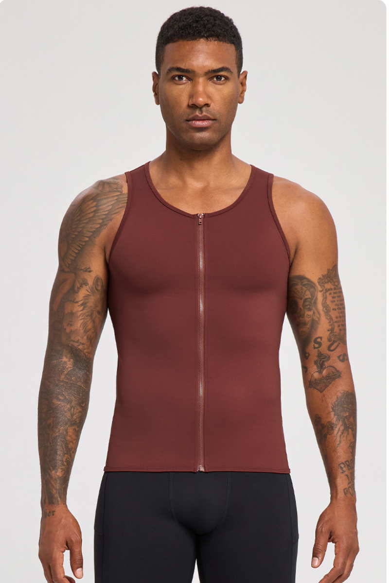 Men's Strong Shape Zipper Sports Shapewear Tight Tank Top