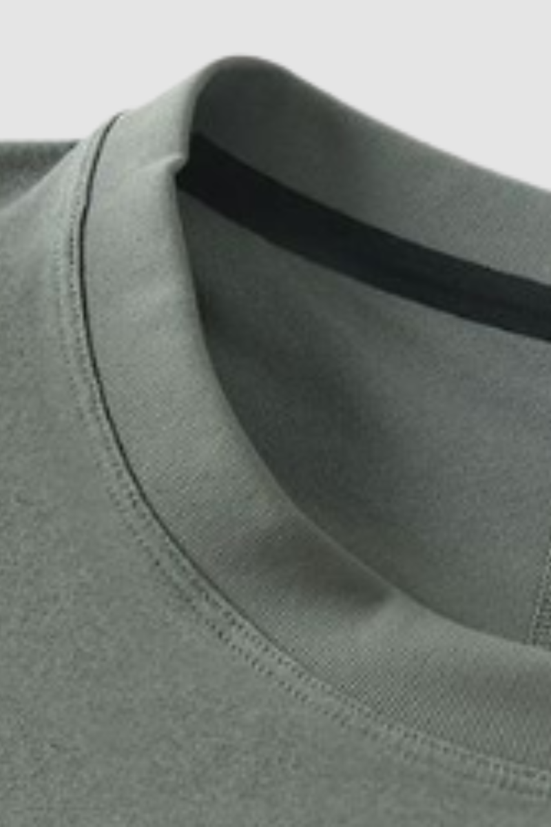 Men's Summer Round-Neck Zipper-Pocket Solid Sports Tee