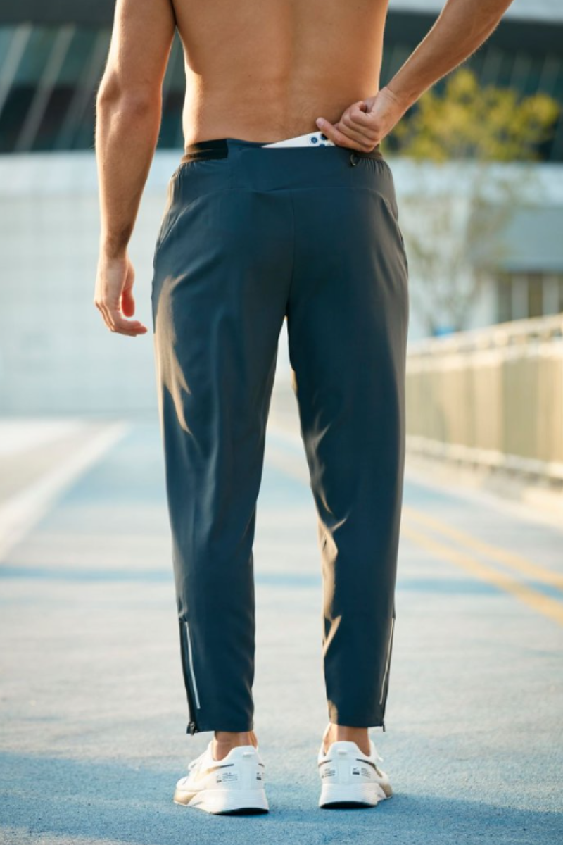 Men's Reflective Zip 9 Inch Quick Dry Running Athletic Pants