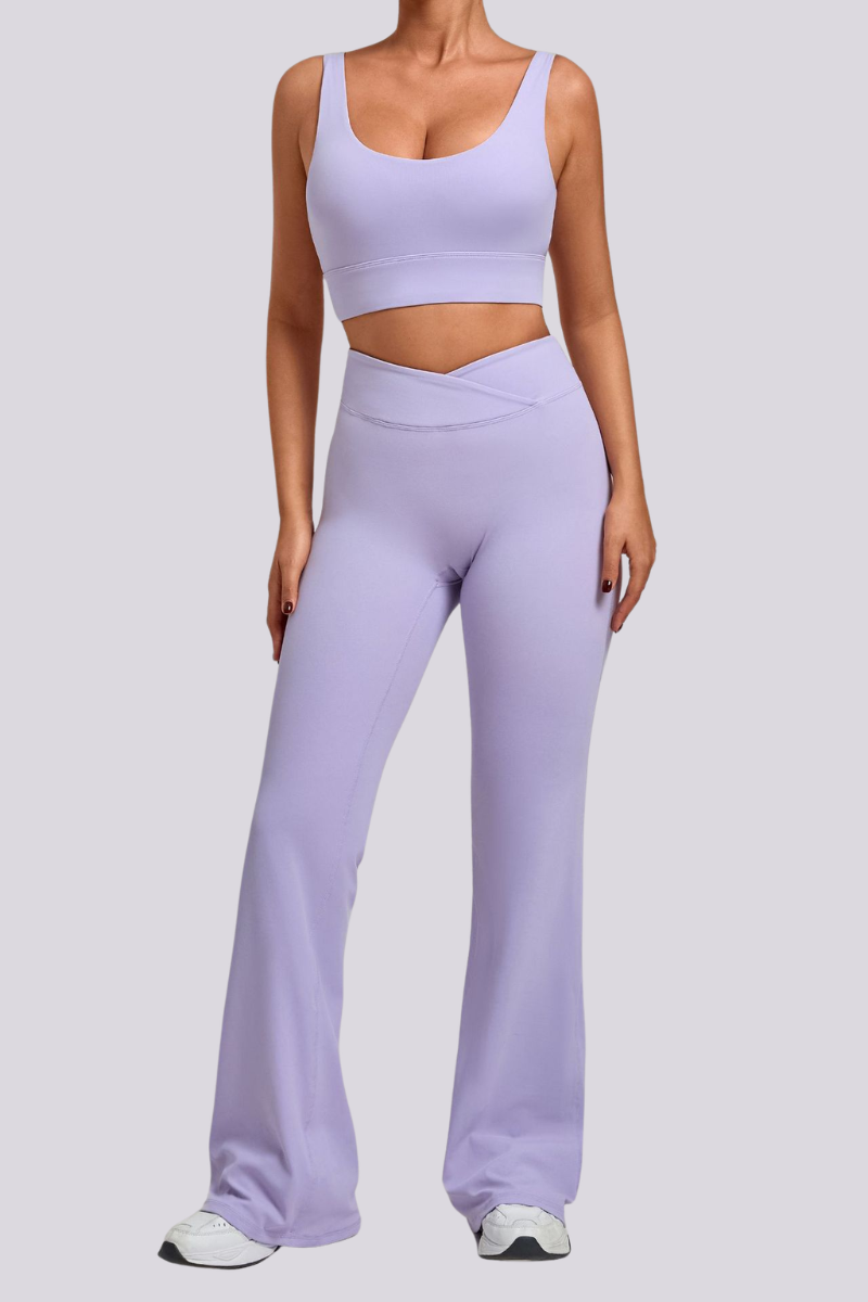 Women's Backless Bra And Cross Waist Flared Pants Sets