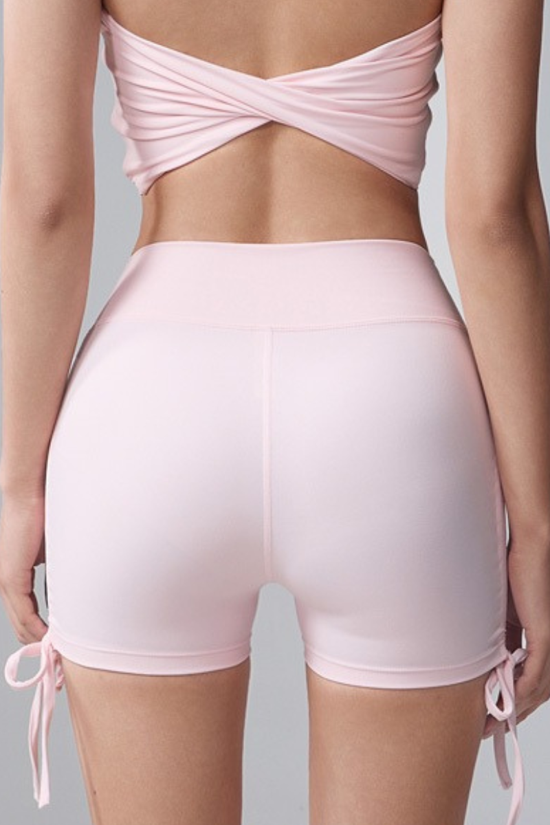 Women's High Waist Side Drawstring Yoga Workout Shorts