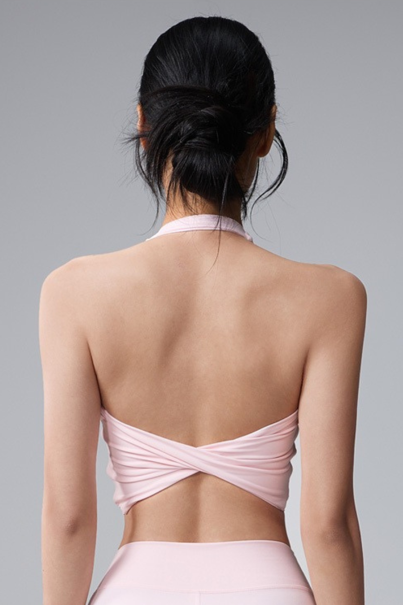 Women's Halterneck Twist Back Yoga Sports Bra