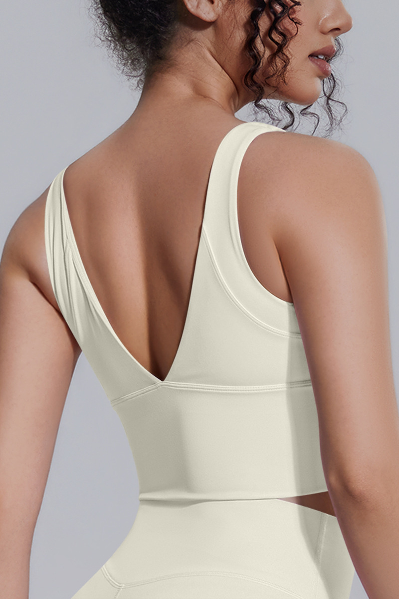 Women's Athletic V-back Wide Shoulder Straps Yoga Sports Bra