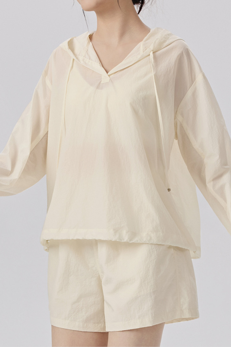 Women's Lightweight Sunscreen Sets:Hoodie And Shorts