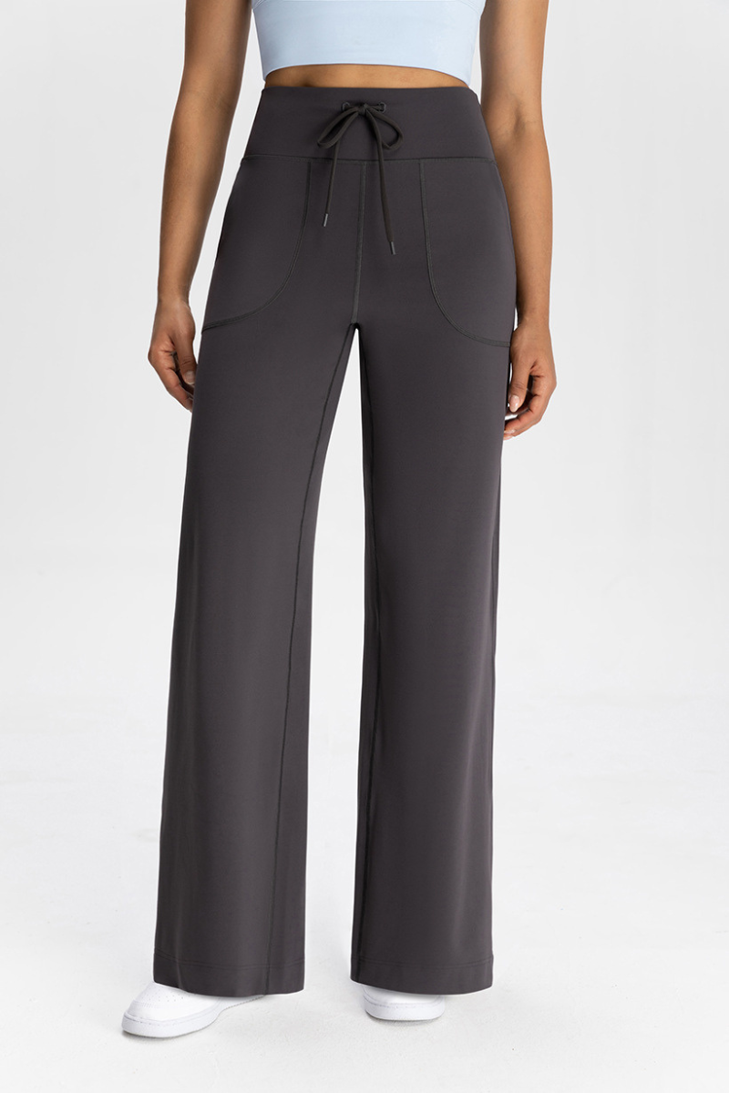 Slouchy drawstring athletic straight-leg pants