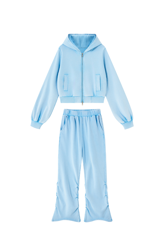 Unisex Fall Vintage Washed Distressed Jacket & Sweatpant Set