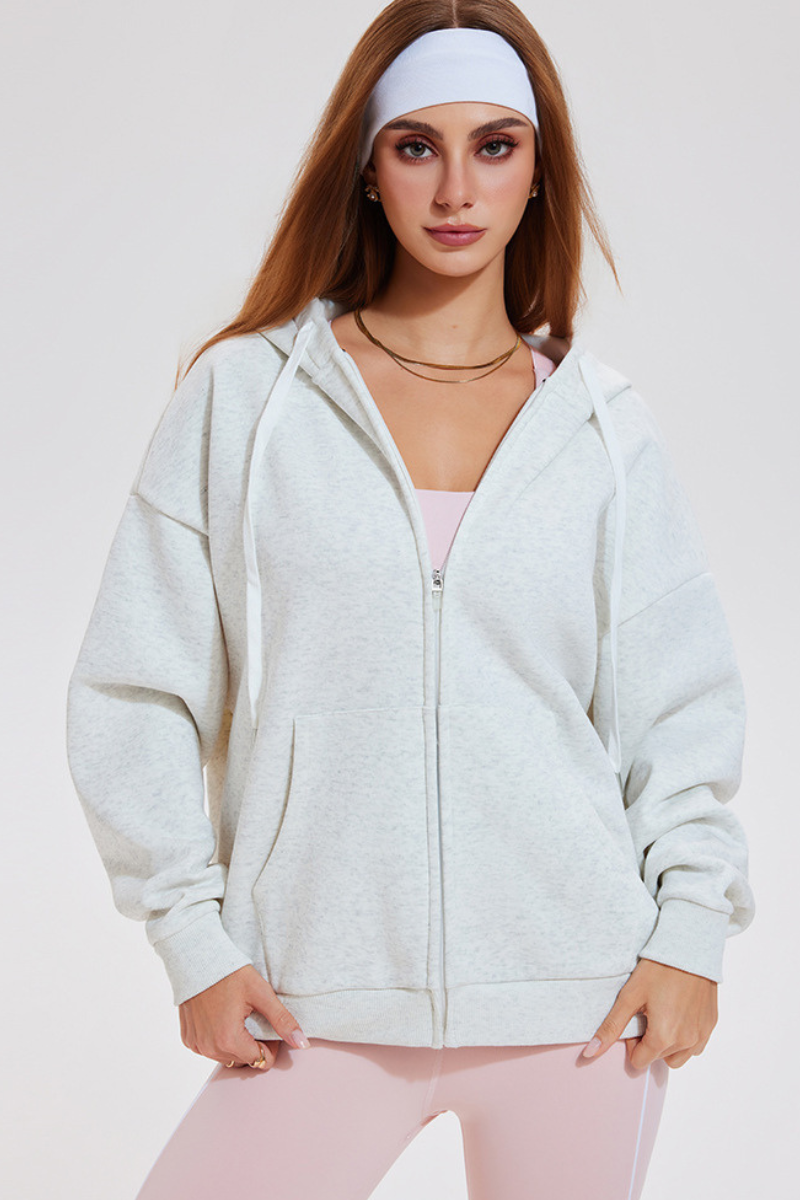 Insulated, hooded fitness jacket