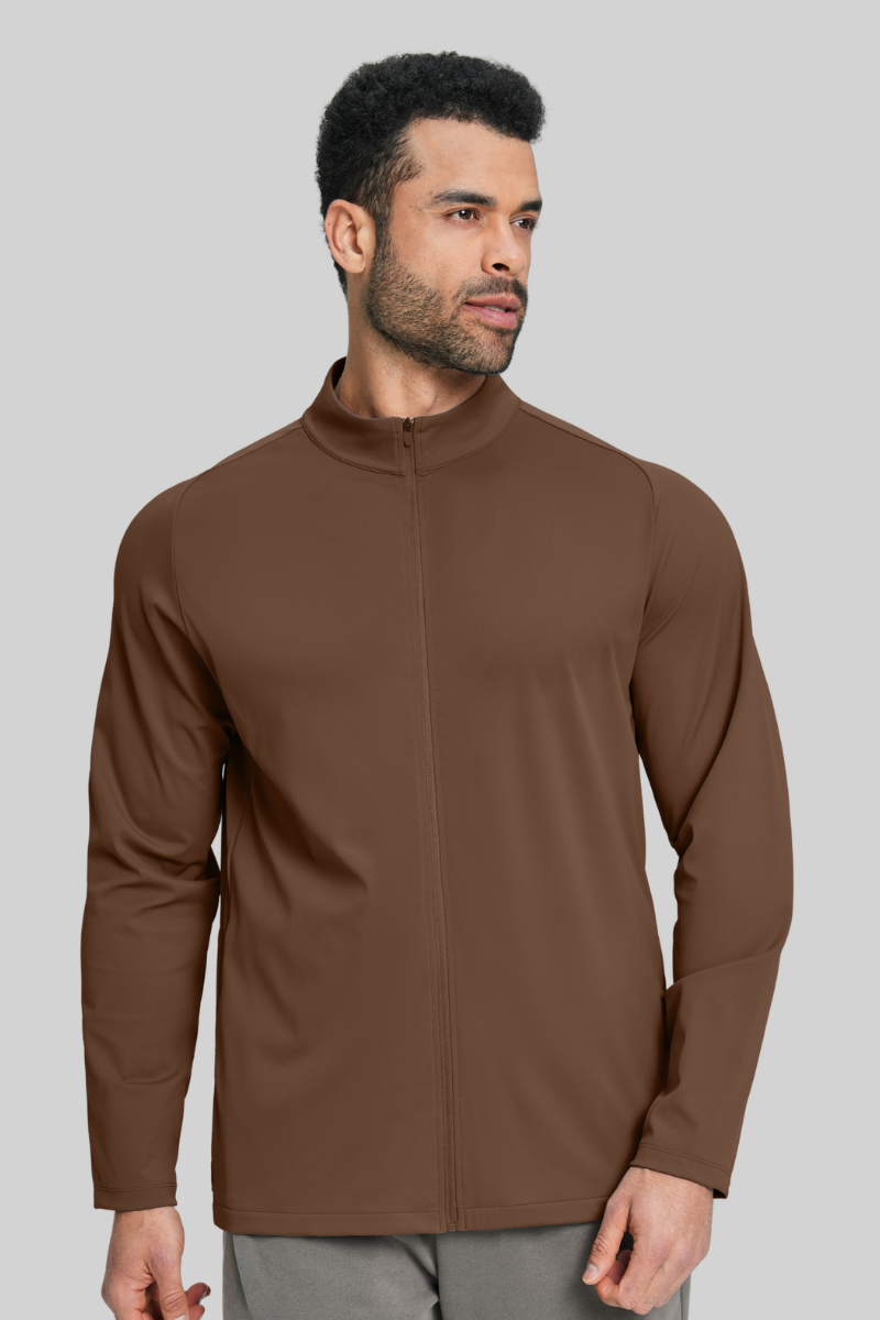Men's Brushed Stand Collar Zipper Casual Sport Jacket