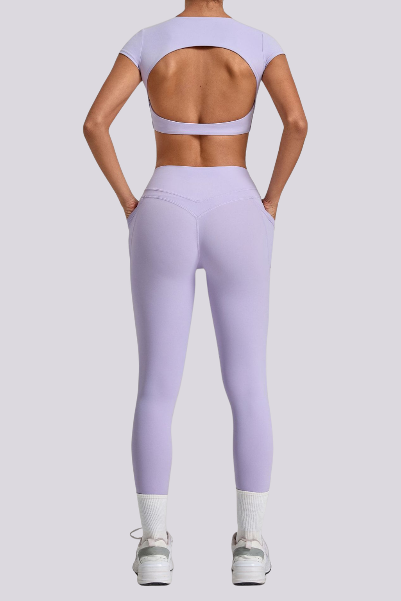 Women's Cut Out Cropped T-shirt And Leggings Yoga Sets