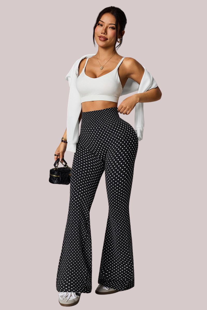 Women's Athletic High Rise Polka Dot Yoga Flare Pant