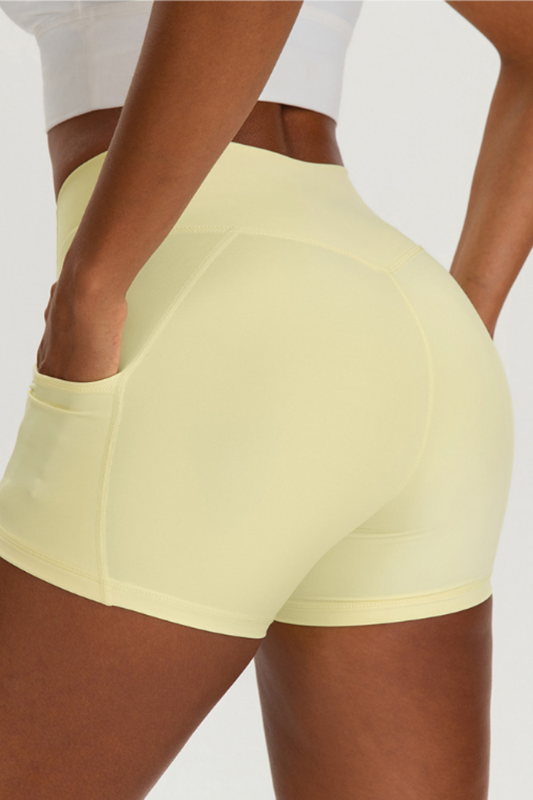 Women's Athletic Side Pocket Tummy Control Yoga Shorts