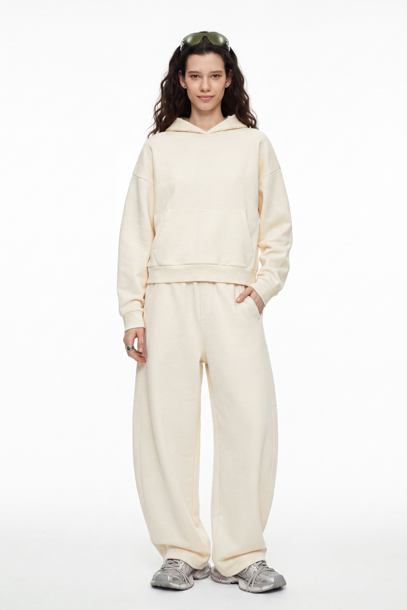 Women's Fall Set:Heavyweight Hoodie And Curved Sweatpants