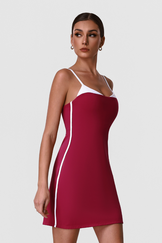 Women's Colorblock Slim Strappy Anti-Exposure Dress