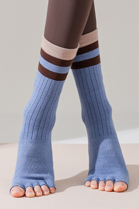 Women's Color Block Pilates Yoga Five Finger Socks