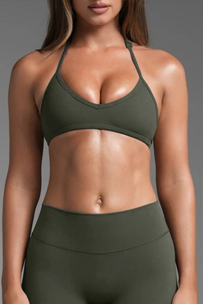 Women's Halterneck Backless Yoga Sports Bra