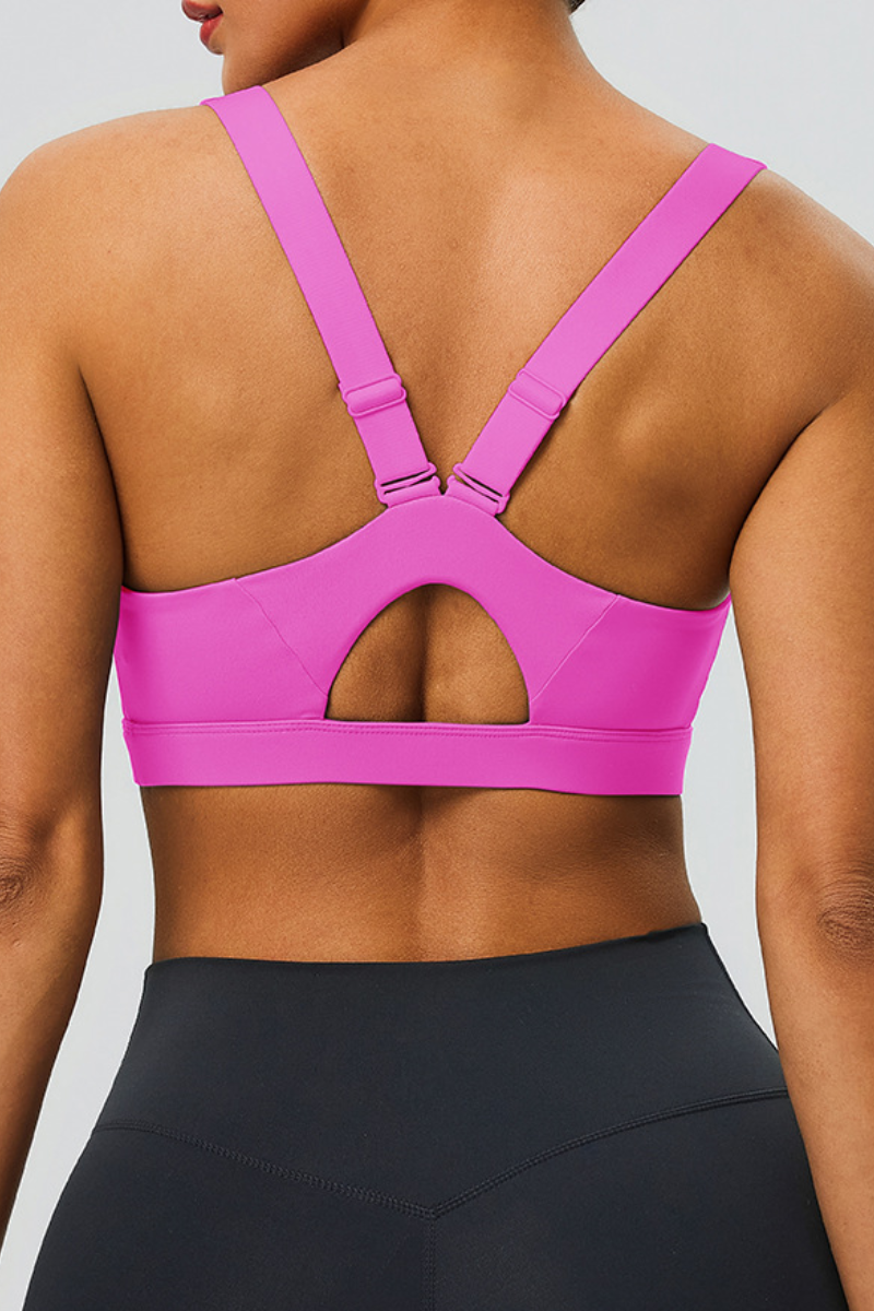 Women's Athletic U-neck Wide Strap Adjustable Solid Yoga Bra