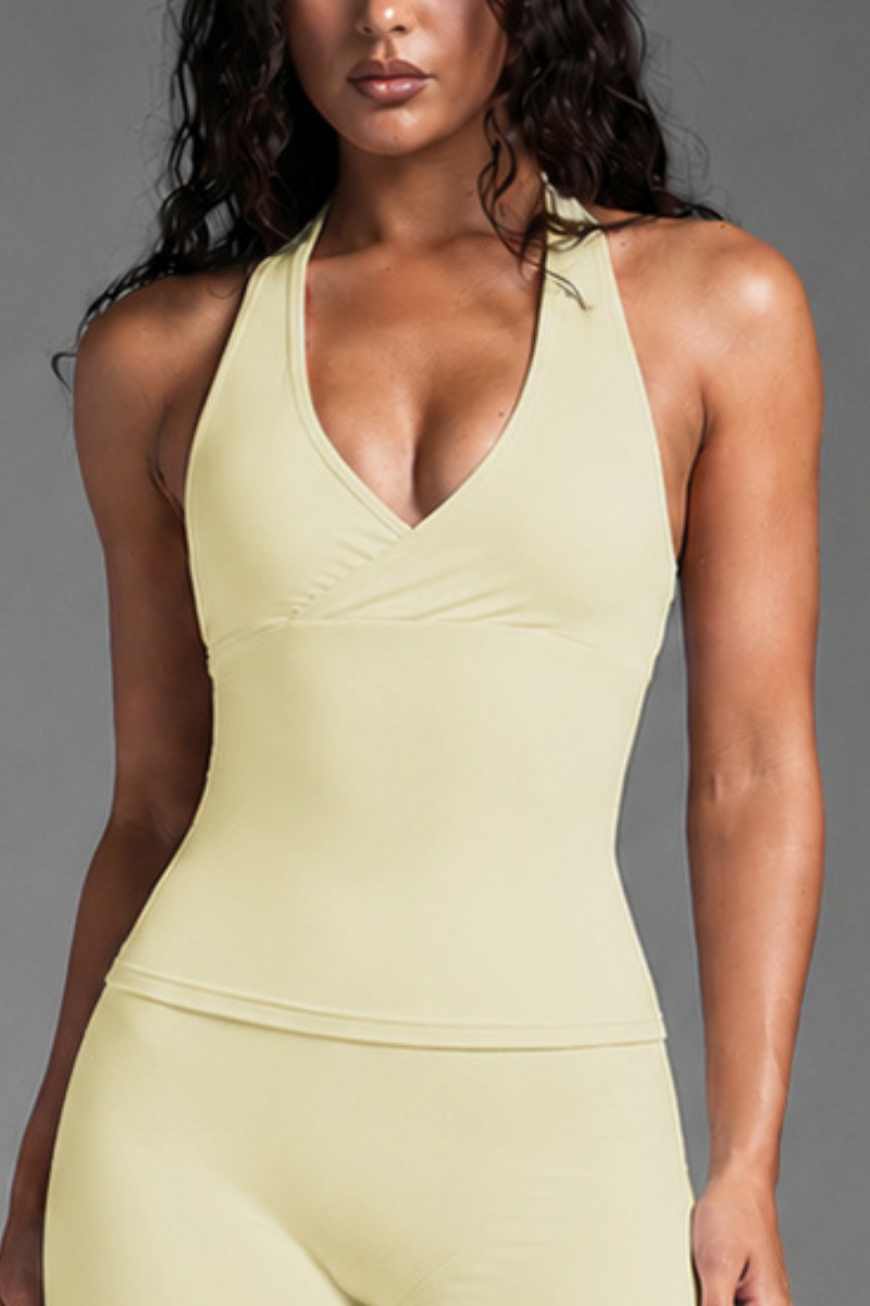 Women's Athletic Halter V-neck Padded Yoga Tank Top