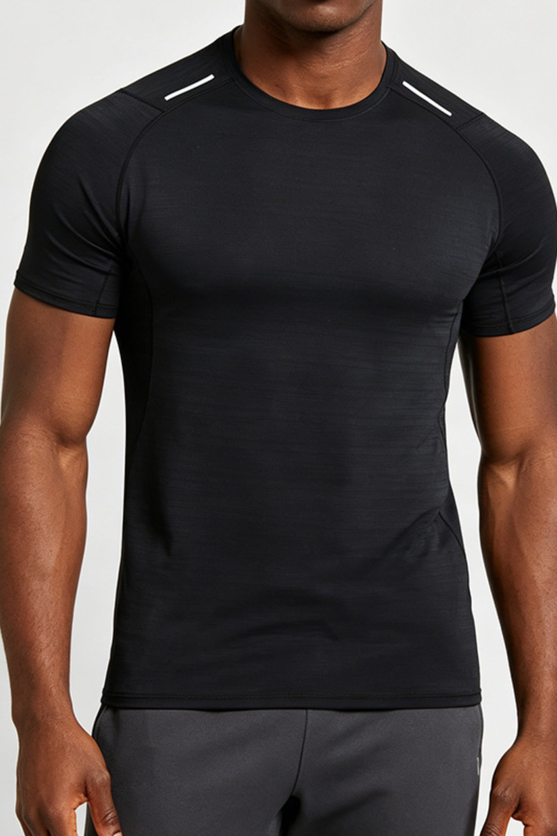 Men's Round-Neck Silk-Textured Sports Casual T-shirt