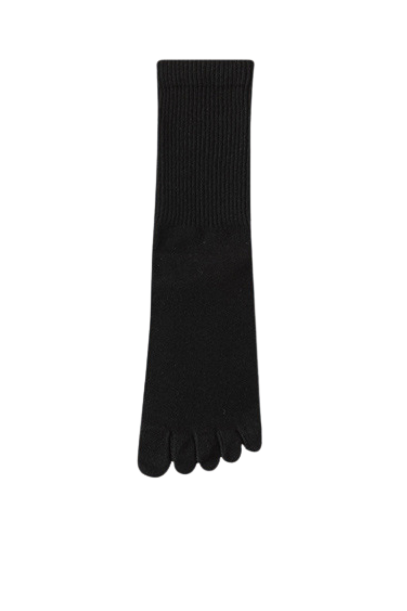 Men's Solid Color Toe Separator Cotton Crew Socks