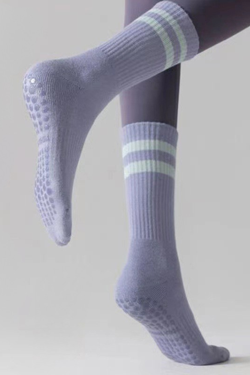 Mid-Calf Color Block Professional Anti-Slip Yoga Socks