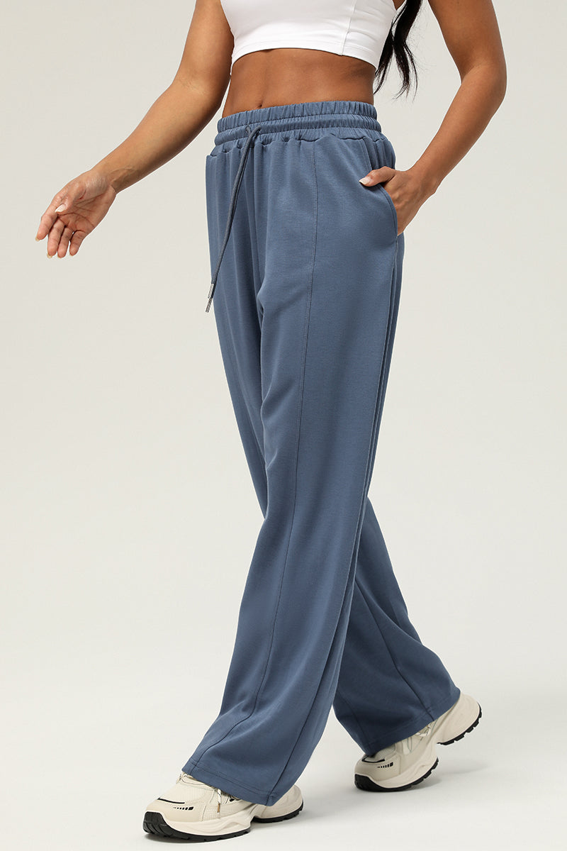High Waist Drawstringwide Leg Pants