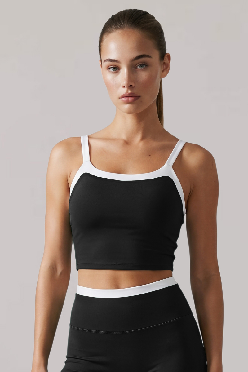Women's Color Block Adjustable Thin Strap Sports Bra