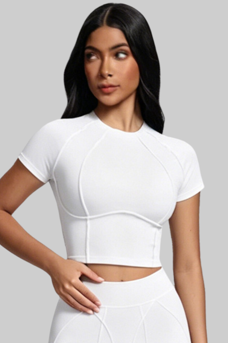 Women's Athletic Seam Detail Cropped Naked Feel Yoga T-shirt