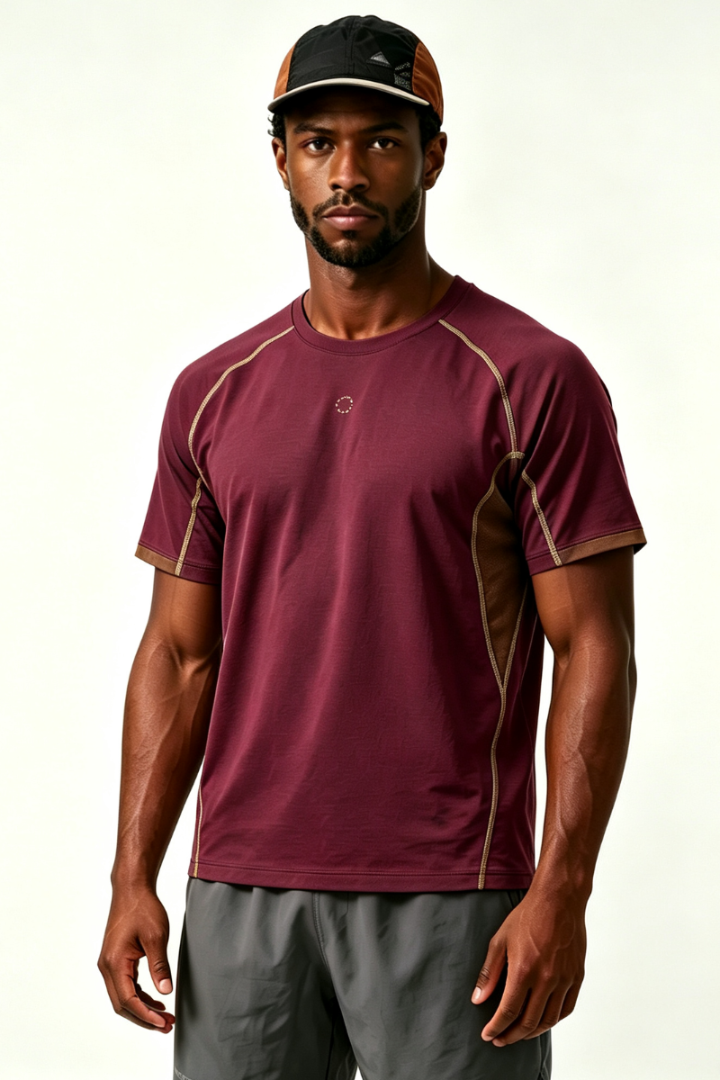 Men's Raglan Contrast Stitch Panel Quick Dry Outdoor Top