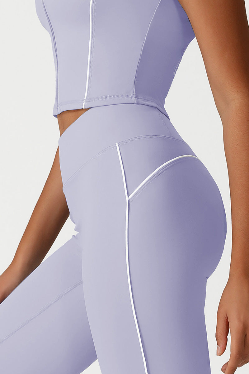 Women Seamless High Waisted Flared Yoga Set: Cropped T-Shirt + Flared Leggings