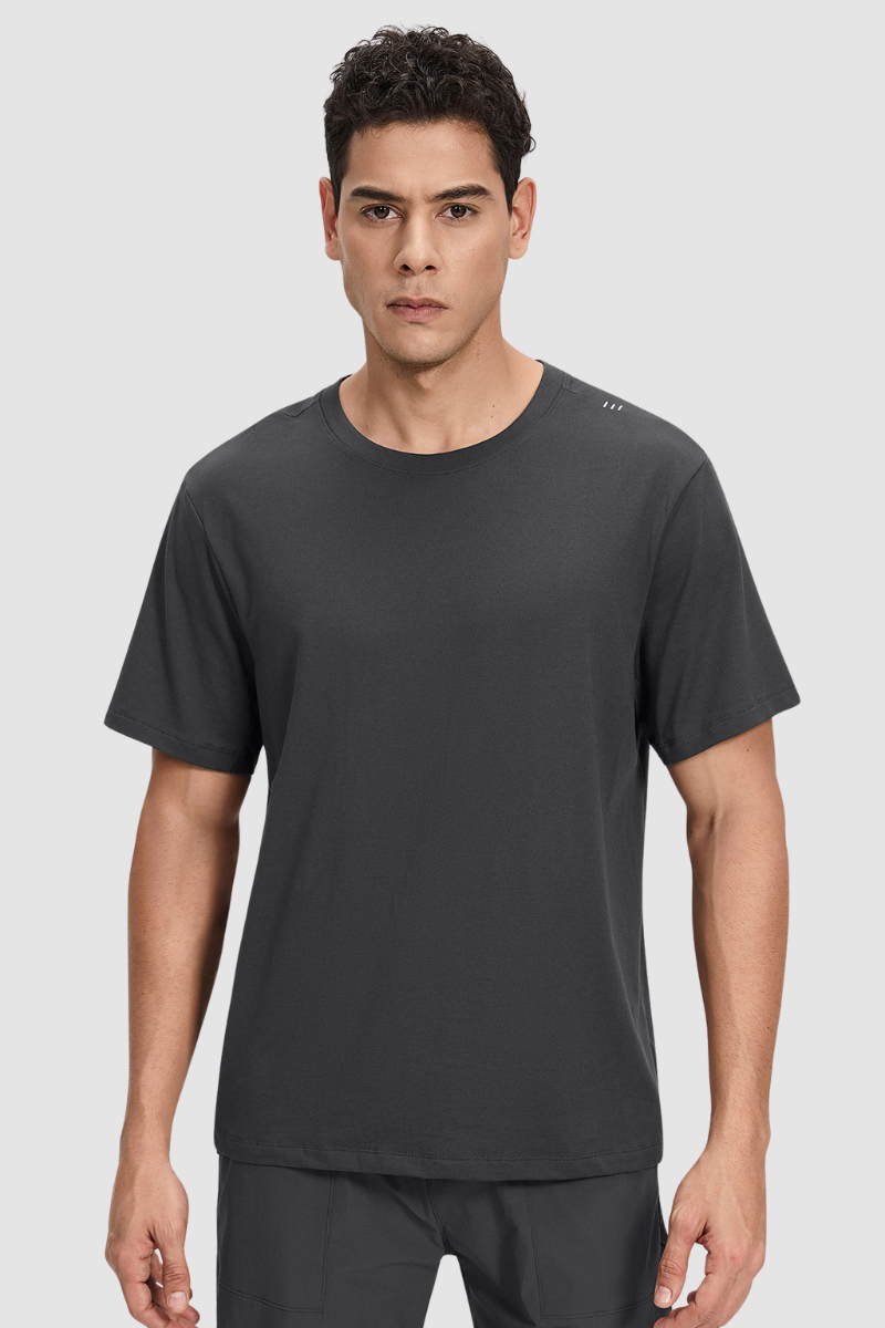 Men's Summer Basic Loose Round-Neck Breathable Solid Tee