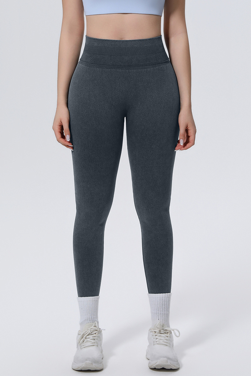 Women's Athletic Seamless Washed Pleated Yoga Leggings