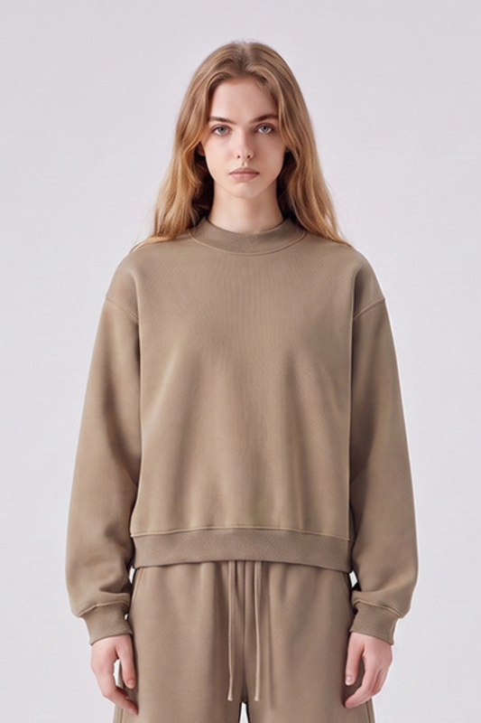 Women's Fall Streetwear Boxy Mockneck Sweatshirt