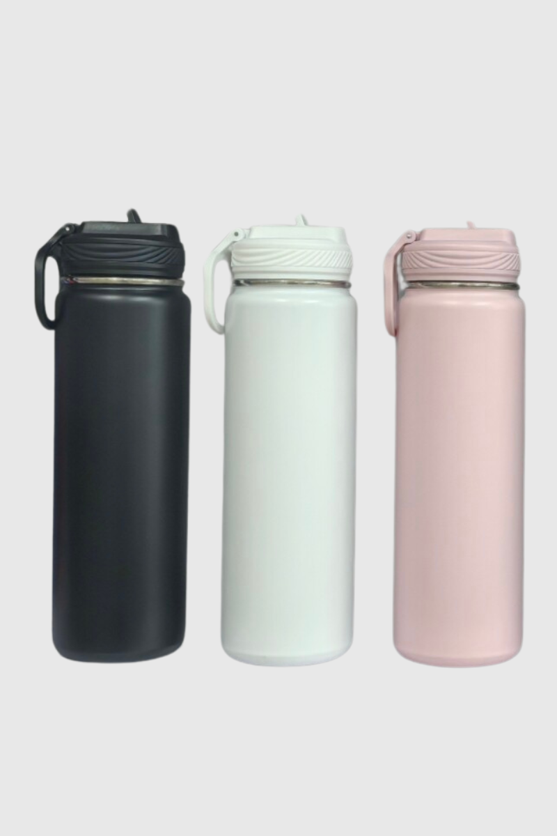 Portable Handle Straw Insulated Sports Bottle