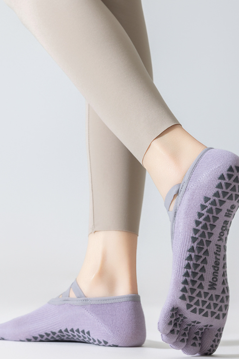Women's Crisscross Strap Toe-Separated Non-Slip Yoga Socks
