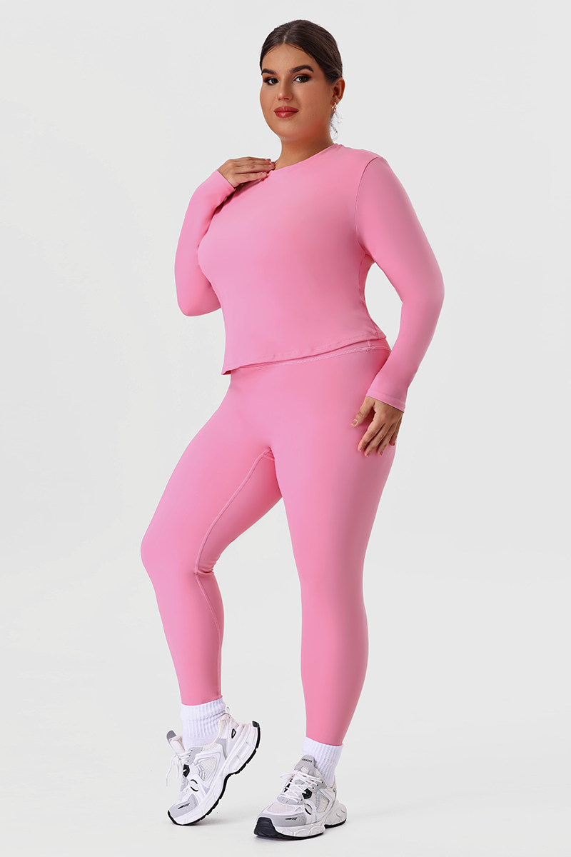 Plus Size Women's Long Sleeve Tee & Yoga Leggings Two-Piece Set