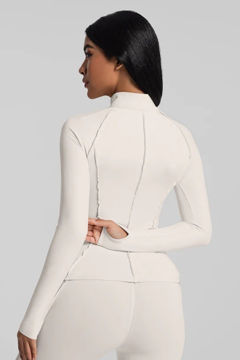 Women's Athletic Seam Detail Finger Cuffs Yoga Jacket