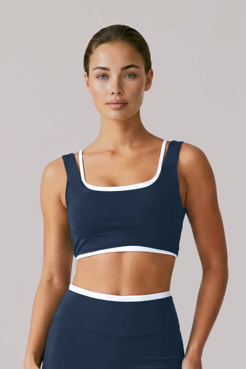 Women's Color Block Wide Strap Sports Yoga Bra