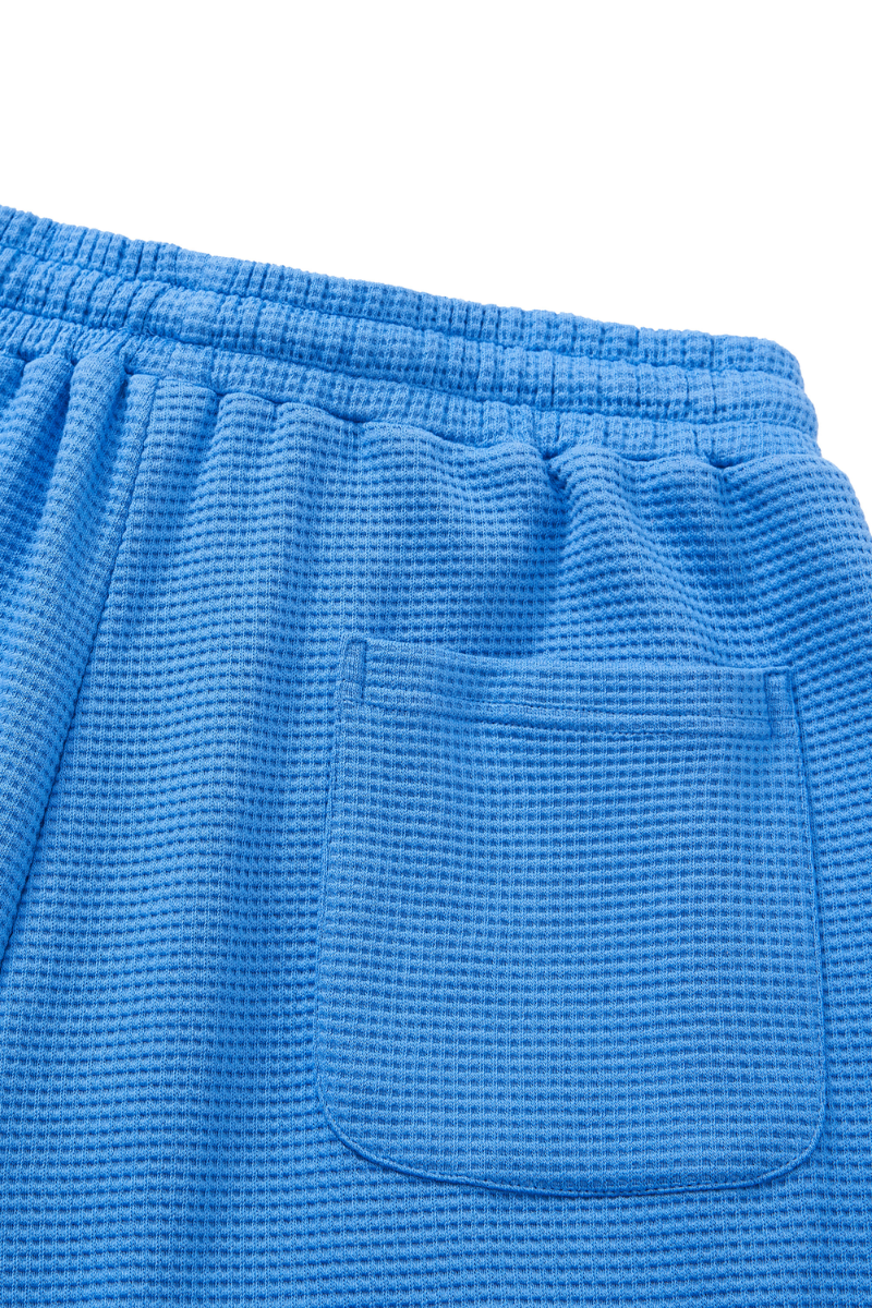 Men's Waffle Knit Set:Loose Fit T-shirt & Knee Length Shorts