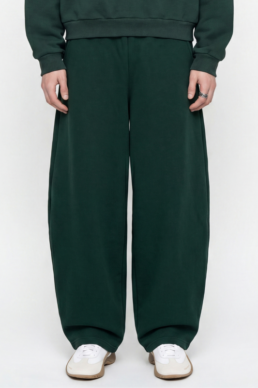 Unisex Fall Fleece Lined Elastic Waistband Curved Sweatpants