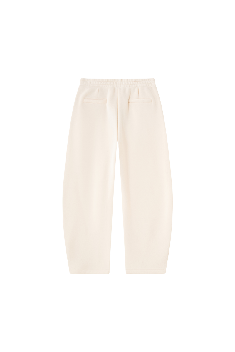 Unisex Fall Fleece Lined Elastic Waistband Curved Sweatpants