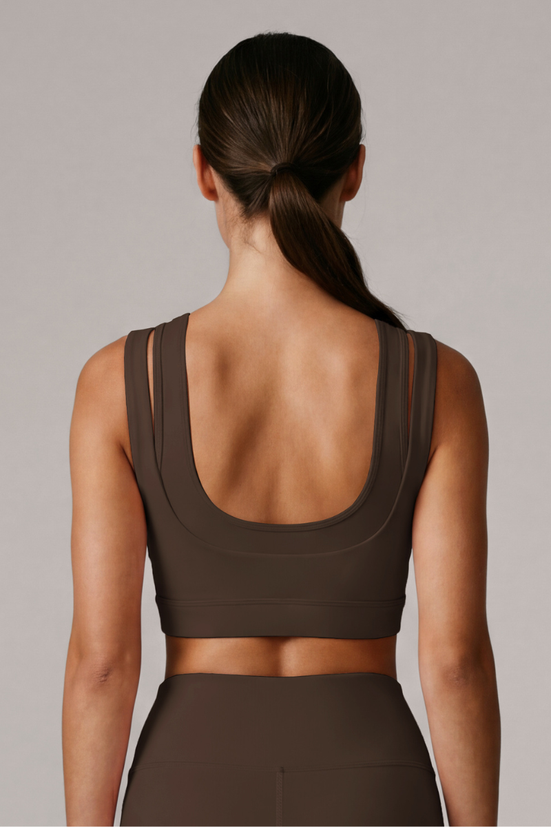 Women's Double Strap Square Neck Cropped Sports Bra