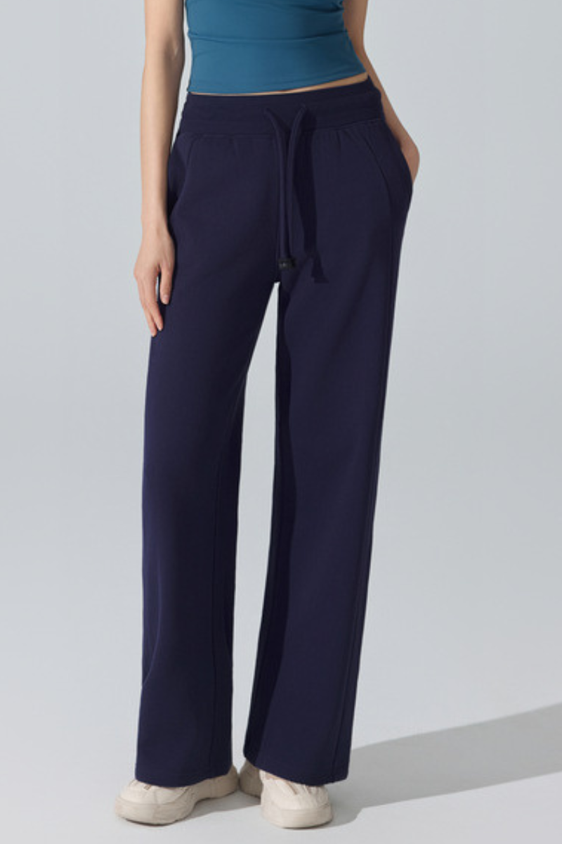 Women's Fleece-Lined Drawstring Straight-Leg Casual Pants