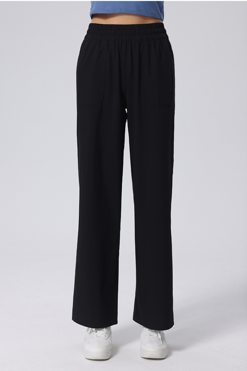 Women's Elastic Waist with Drawstring Wide Leg Sports Pants